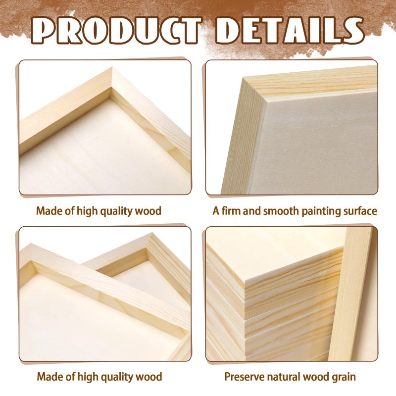 FSWCCK 10 Pack 8 x 8 inch Wood Panel Boards, Unfinished Wood Canvas Panels for Crafts, Painting Canvas, DIY Art Projects, Pouring, Arts Use with Oils, Acrylics - Image 3